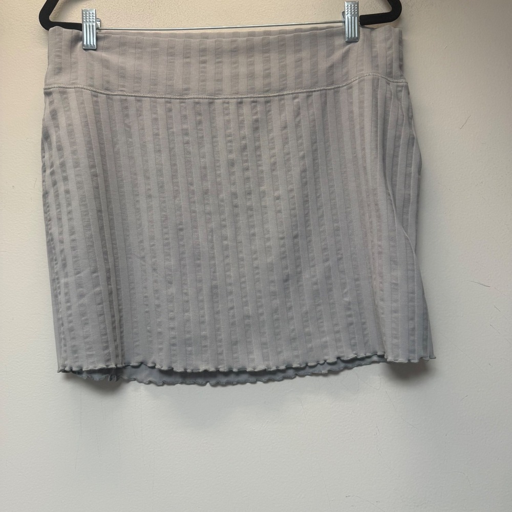 OFFLINE by Aerie Ribbed Mini Skirt Women XL Gray Excellent Lettuce Edge Hem